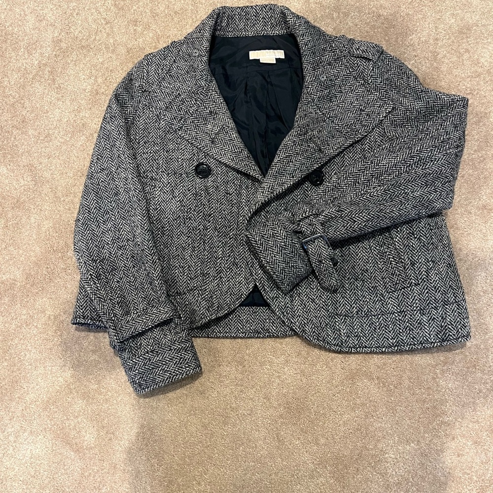 MICHAEL Michael Kors Black and White Pea Coat Classic Tailored Design - Picture 4 of 5
